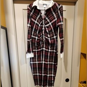 Collared button down plaid dress